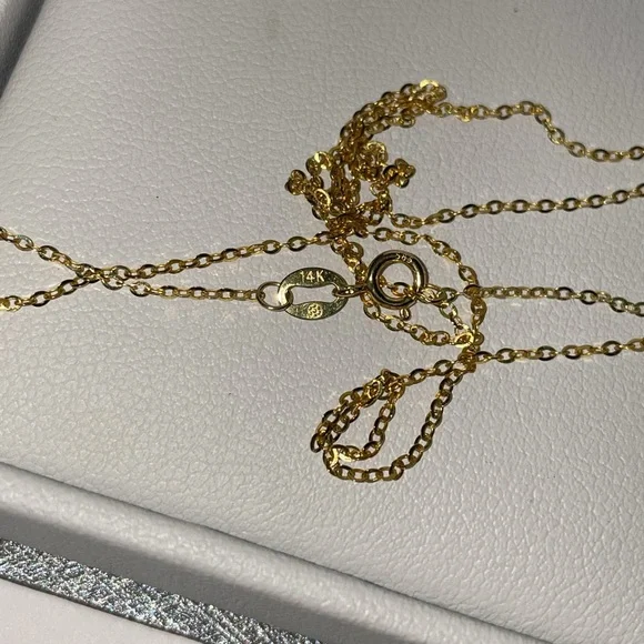 Solid 14K Yellow Gold Natural Diamond Solitaire XS Bezel Necklace Minimalist - Picture 8 of 13